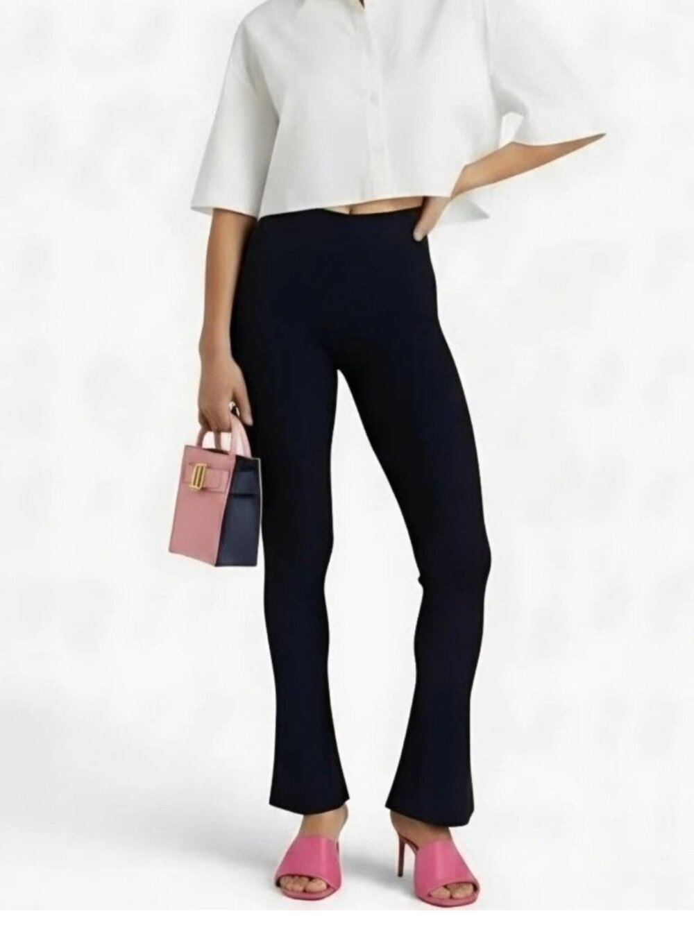 Jacquemus Baunhila Ribbed-Knit Flared Pants, Dark Navy Women's FR 40 US 8/M